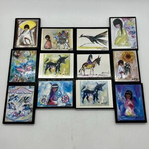 Vintage Lot Of 12 Ted De Grazia Southwest Folk Art Refrigerator Magnets